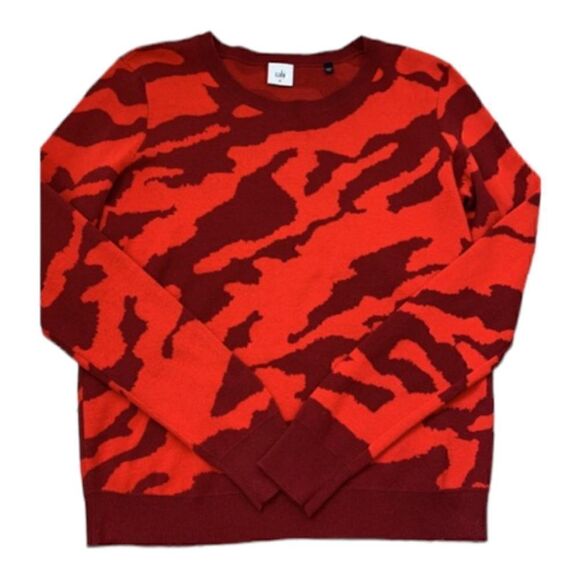 Cabi | Sakura Camo Red Maroon Pullover Crewneck Long Sleeve Sweater 3158 | M - Picture 2 of 6